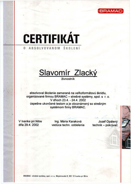 Certifikáty ZS MONT