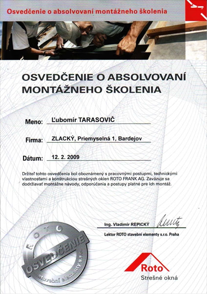 Certifikáty ZS MONT