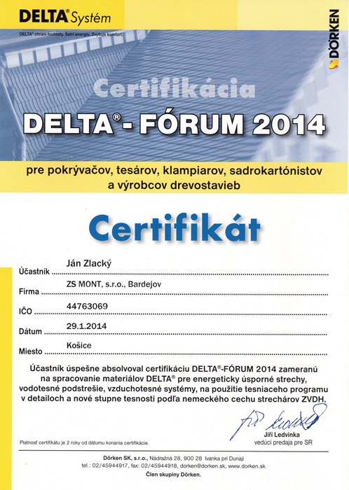 Certifikáty ZS MONT